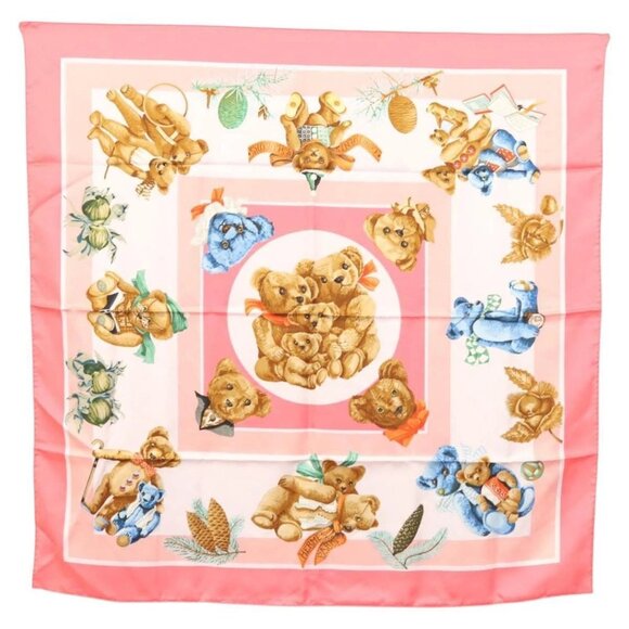 HERMES Carre 90 Scarf ""CONFIDENTS DES COEURS"" Silk Pink Auth - Picture 1 of 15